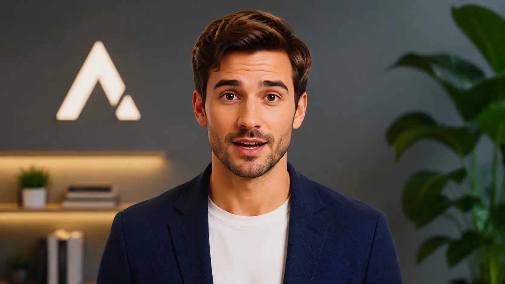 AI talking head generator creating a digital presenter video with realistic lip sync and natural expressions
